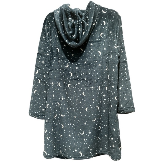 Wildfox Moon & Stars Blue Celestial Fleece Hoodie Plush Sleep Loungewear Sz S/M - Picture 2 of 9